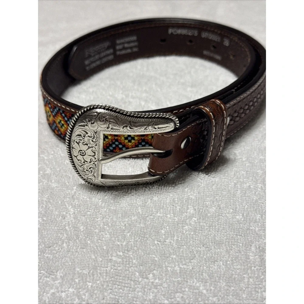 Nocona Braided Southwestern Design Genuine Leather Western Belt 28